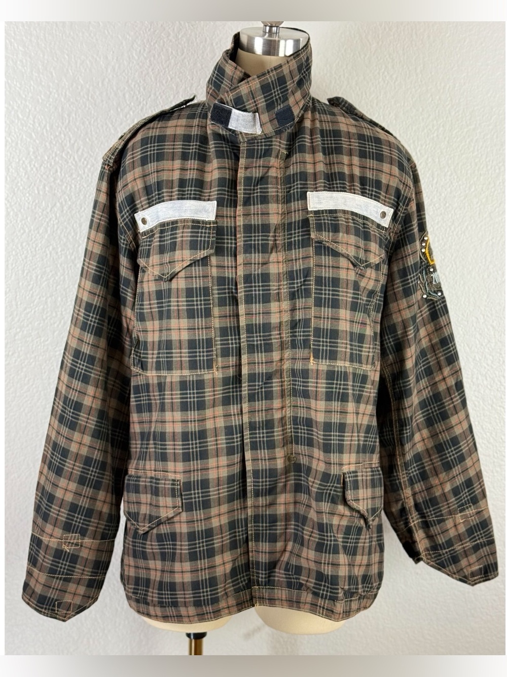 johnny Was Vintage Two Ten Ten Five Plaid M-65 Military-Style Plaid Field Jacket